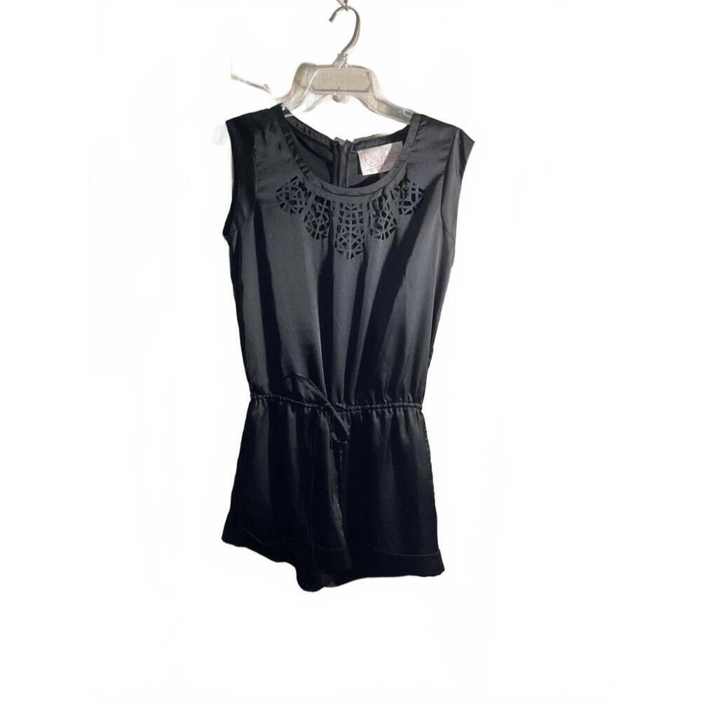 Rory Beca Elegant Black Lace-Trim Romper Small